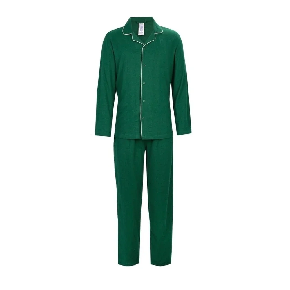Fruit of the Loom Mens Flannel Pajama Set Hunter Green XL Sleepwear 2-Piece New